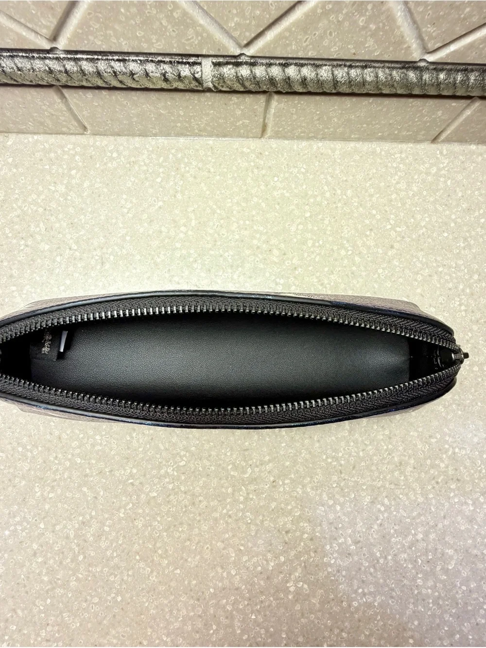 Coach Iridescent Blue Purple Lightning Print Pencil Case